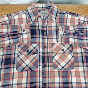 FiveBrother Men's Flannel NOS Flawed USA Made Shirt Medium Tall